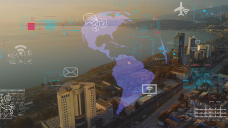 Global connection and the internet network modernization in smart city . Concept of future 5G...