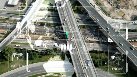 Intelligent Vehicles Cars Communicating Ai Logistic Autonomous Delivery Vehicles IoT GPS Tracking...