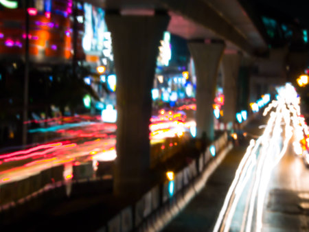 Abstract blur city night traffic background.