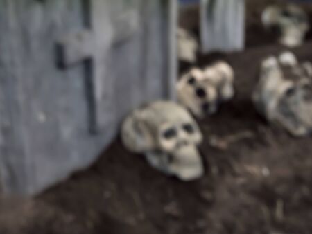 abstract blur skulls and bones in catacombs.の写真素材