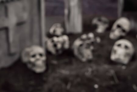 abstract blur skulls and bones in catacombs.の写真素材
