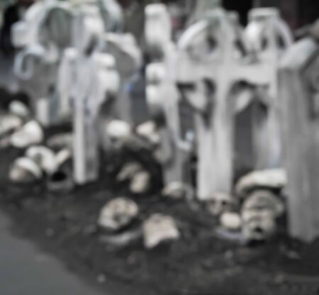 abstract blur skulls and bones in catacombs.の写真素材