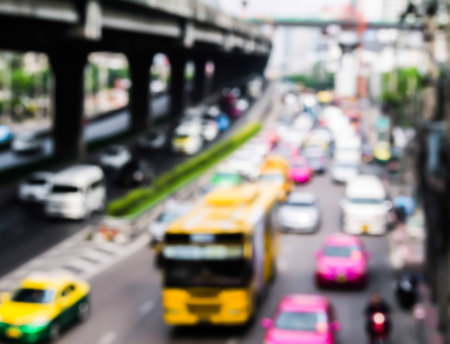 Abstract blur traffic jam in bangkok thailand.の写真素材