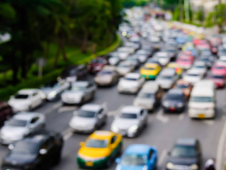 abstract blur traffic jam in the city.の写真素材