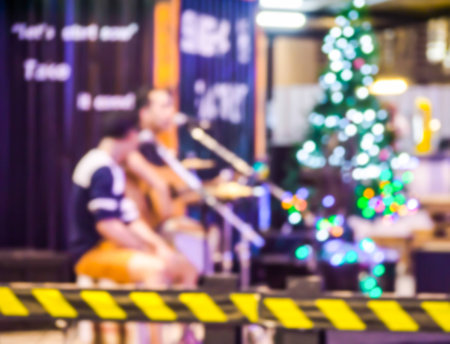 abstract blur acoustic mini concert  festival in night christmas.の写真素材