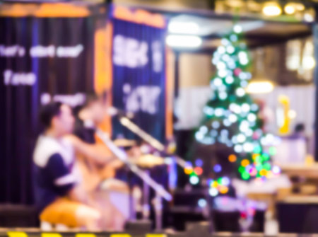 abstract blur acoustic mini concert  festival in night christmas.の写真素材