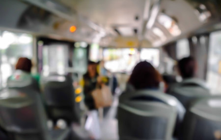 Abstract blur the people on the bus.の写真素材