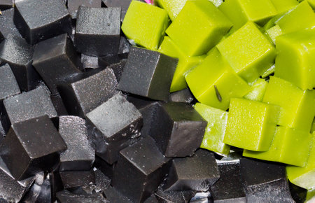 black and green coconut sweet pudding dessert.の写真素材