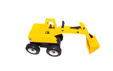 toy heavy excavator isolated on white background.