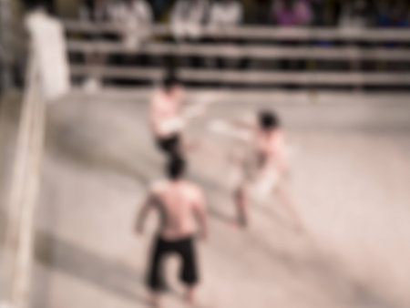 Abstract blur original  muay-thai boxing match vintage photo style.