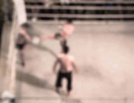 Abstract blur original  muay-thai boxing match vintage photo style.