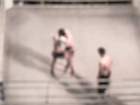 Abstract blur original  muay-thai boxing match vintage photo style.