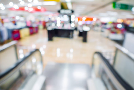 abstract blurred escalators at the modern shopping mall.の写真素材