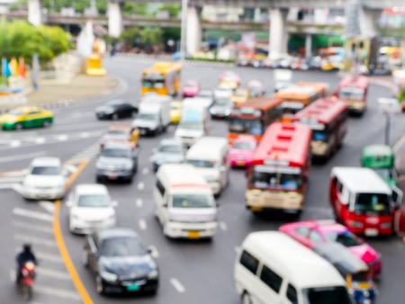 Abstract blurred of traffic jam in bangkok, thailand.