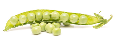 fresh green pea isolated on whiteの写真素材