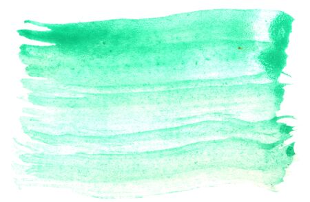 green watercolor stroke isolated on white backgroundの写真素材