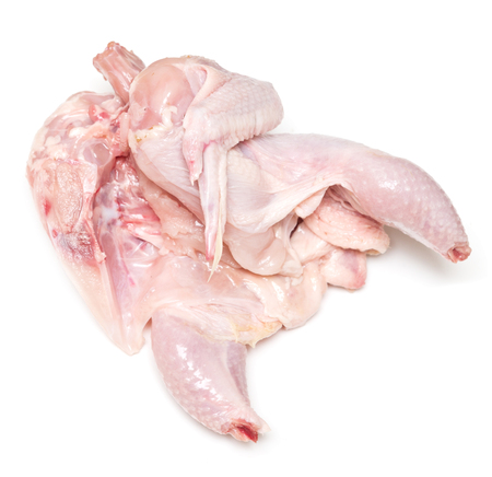 Raw chicken isolated on white backgroundの写真素材