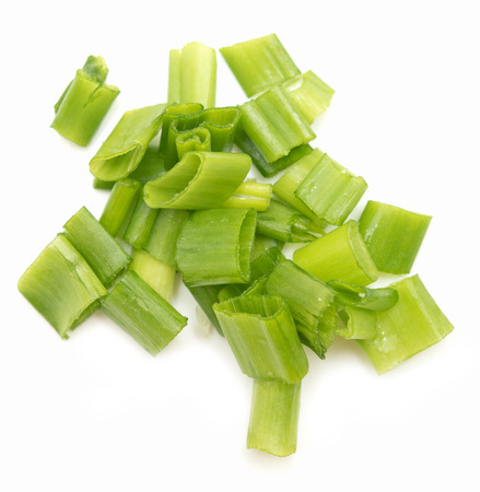 Green onion isolated on white backgroundの写真素材