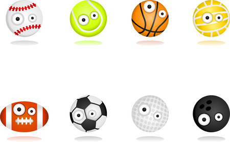 8 cartoon character sport ball set.  Separate layers for easy editingのイラスト素材