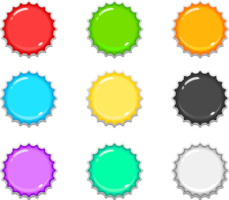 9 colorful bottle capsのイラスト素材