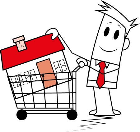 Square guy buying home のイラスト素材