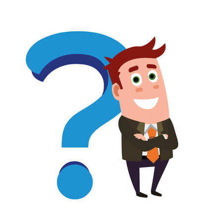 Business Flat Character And Question Mark.のイラスト素材