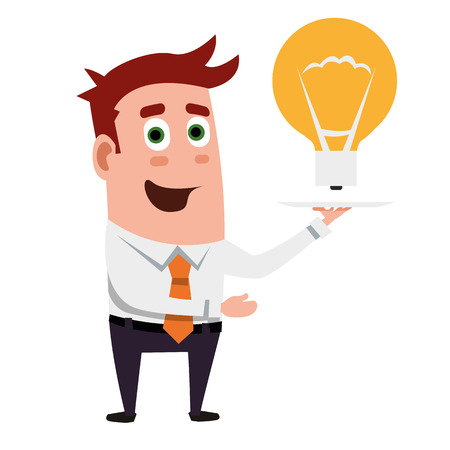 Business Flat Character Is Served the Idea.のイラスト素材