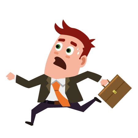 Business Flat Character Is Running With Panic.のイラスト素材