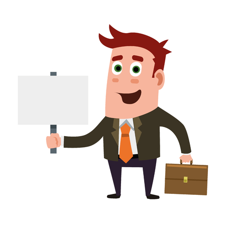 Ofice Worker And Signboardのイラスト素材
