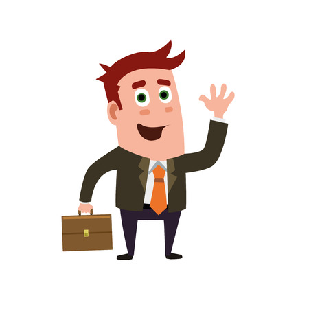 Business Flat Character Say Hello Or Goodbyeのイラスト素材
