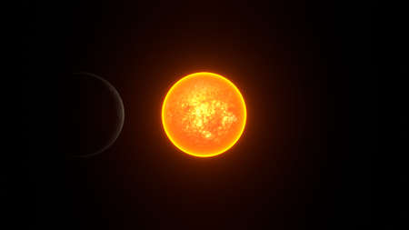 Space object orbiting the sun. Beautiful space composition. 3D render.