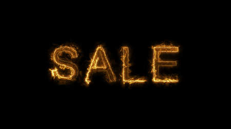 Colorful Fire inscription sale on black background. 3D render.の写真素材