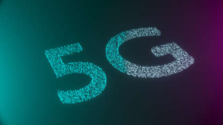 5G modern background. Technology backdrop. Fifth generation mobile communications. 3d render.