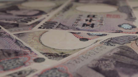 5000 Japanese yen money composition. Financial background. Many banknotes and wads of money. Cash. 3D render.の写真素材