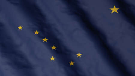 Alaska flag. AK flag fluttering in the wind. USA. 3D render.の写真素材