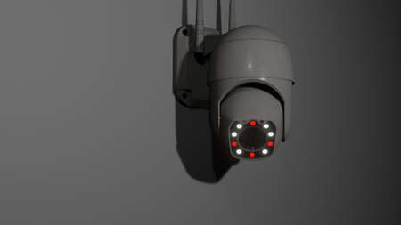Video surveillance camera. CCTV - security system. PTZ camera. 3D render.