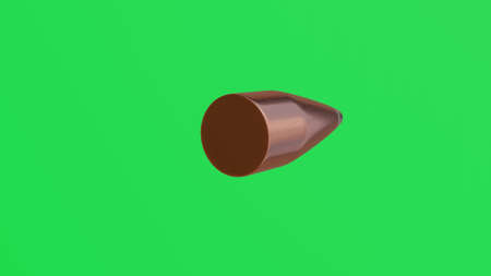 Bullet flies on chromakey background. Gun shot. Green screen. 3D render.の写真素材