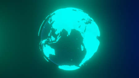 Spinning planet Earth. Technology. Communication concept. 3D render.