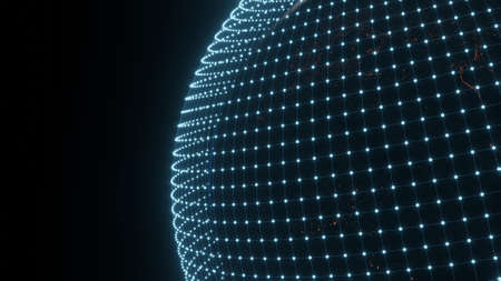 Spinning planet Earth. Technology illustration. Communication concept. 3D render.の写真素材