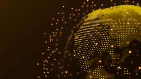 Spinning planet Earth. Technology communication concept. 3d render.の写真素材