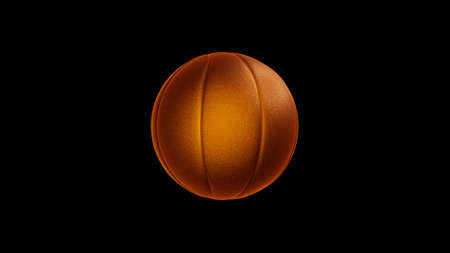 Golden basketball ball on black background. 3d render.の写真素材