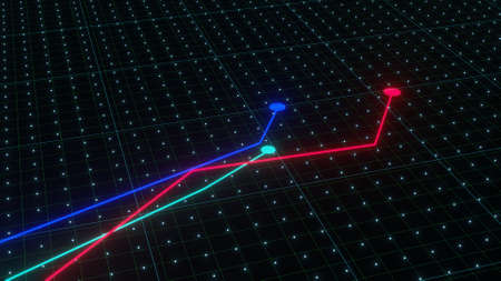 Stock market graphic. Stock price chart. 3D render.