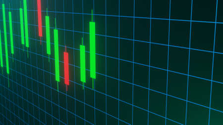 Stock market graphic. Stock price chart. 3D render.