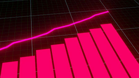 Stock market graphic. Stock price chart. 3D render.の写真素材