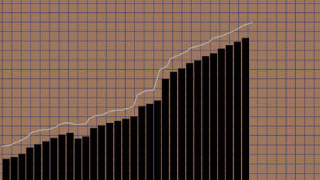 Stock price chart on the notebook page. Growth and decline dynamics. 3d render.の写真素材