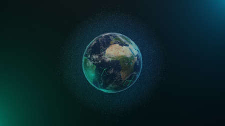 Planet Earth. View from space. World connection concept. Technology. 3D render.の写真素材