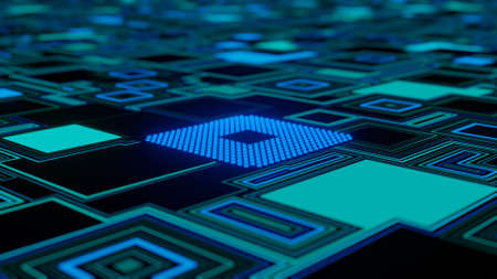 CPU. Modern processor. Abstract technology. 3d render.