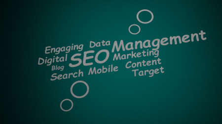 SEO. Business background. Business terms. Product, technology, industry. Intro. 3d render.の写真素材