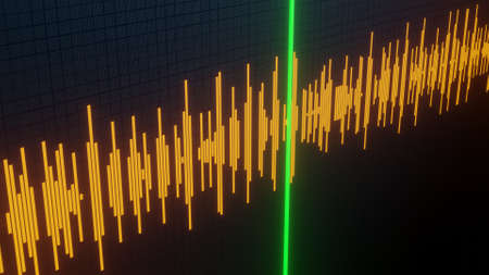 Timeline. Sound wave. Running audio track. 3D render.の写真素材