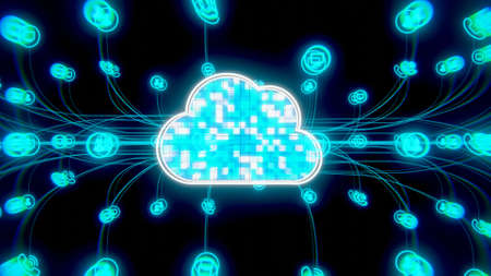 Cloud technology. Internet technology and communication. 3d render.